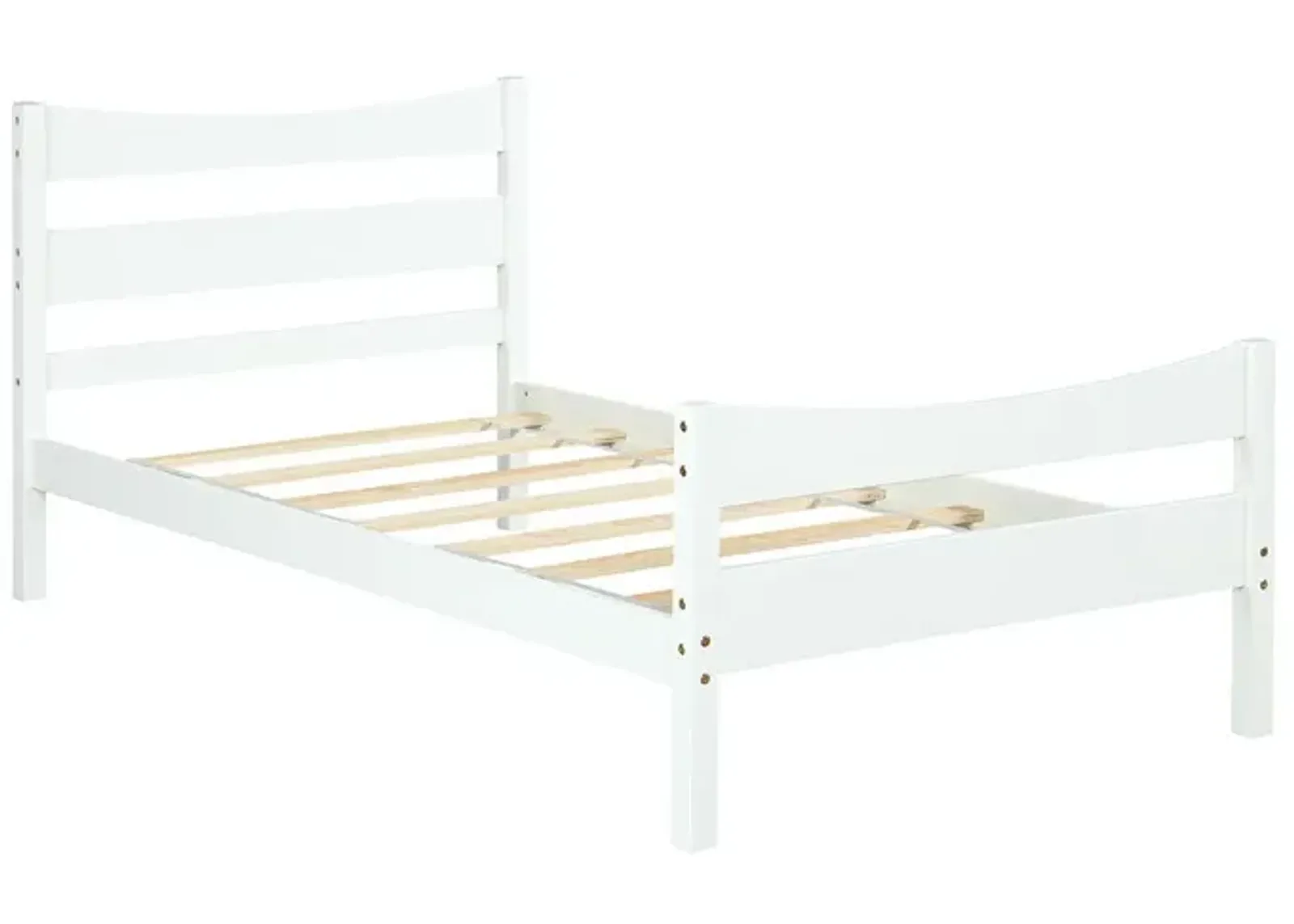 Twin Size Rustic Style Platform Bed Frame with Headboard and Footboard