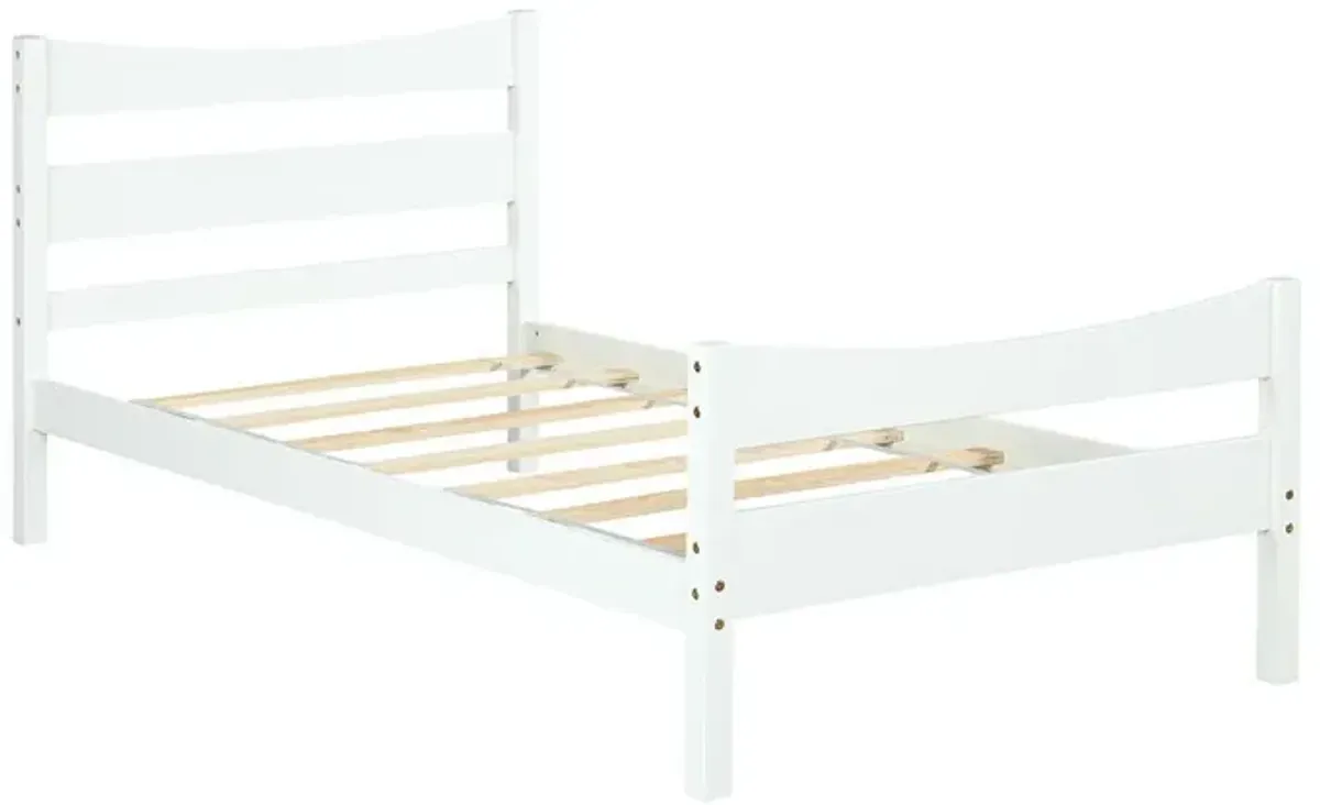 Twin Size Rustic Style Platform Bed Frame with Headboard and Footboard