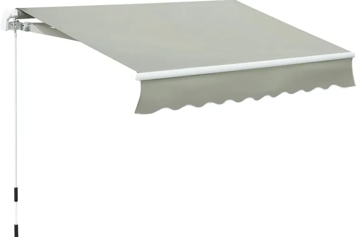 Outsunny 8' x 7' Patio Retractable Awning/Manual Exterior Sun Shade Deck Window Cover, Grey