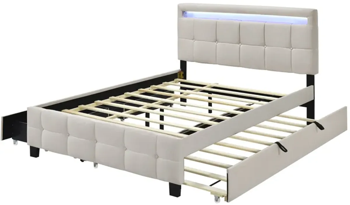 Merax Upholstered Platform Bed with LED Frame