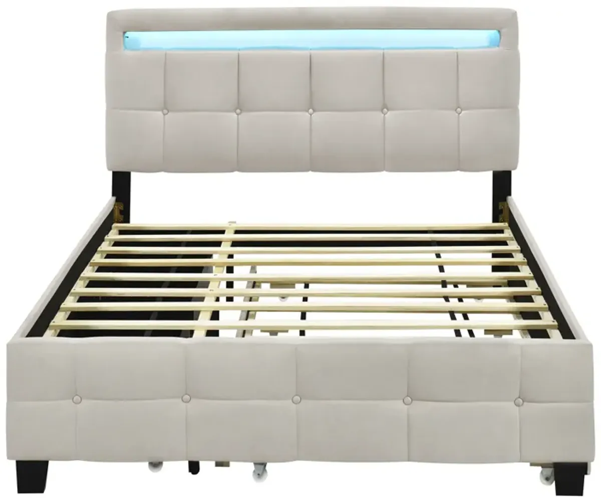 Merax Upholstered Platform Bed with LED Frame