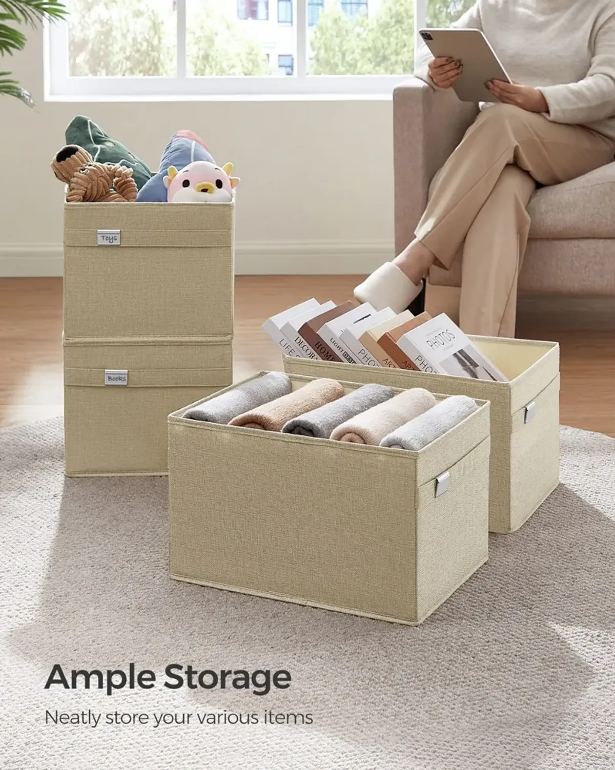 Durable Storage Baskets with Double Handles for Convenient and Stylish Organization