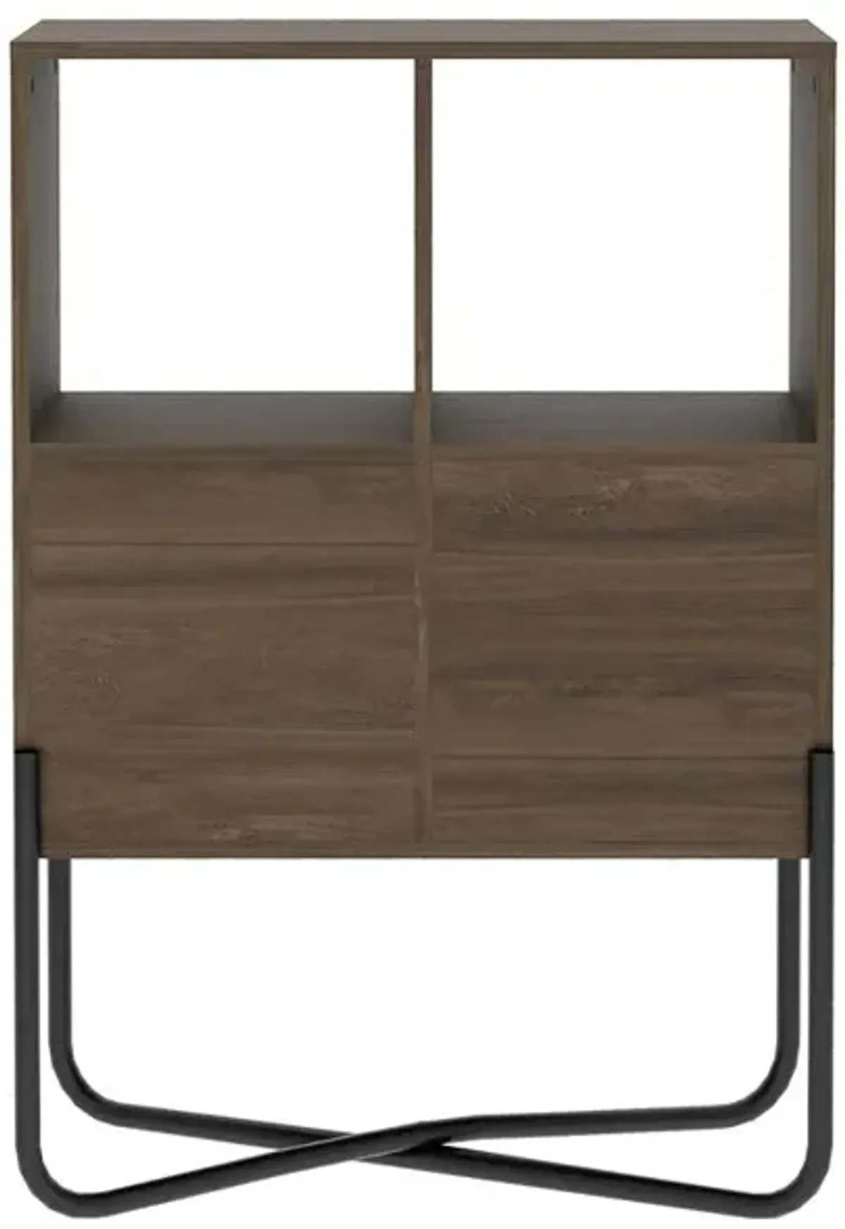 Techni Mobili Modern Geometric Bookcase, Walnut