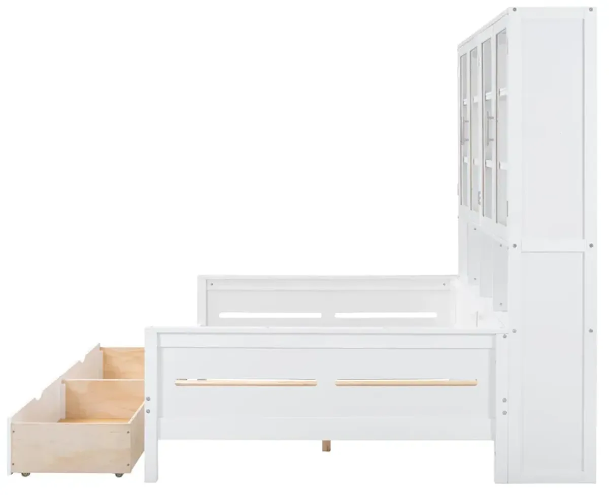 Merax Daybed Bed with Storage Cabinets and LED Lighting