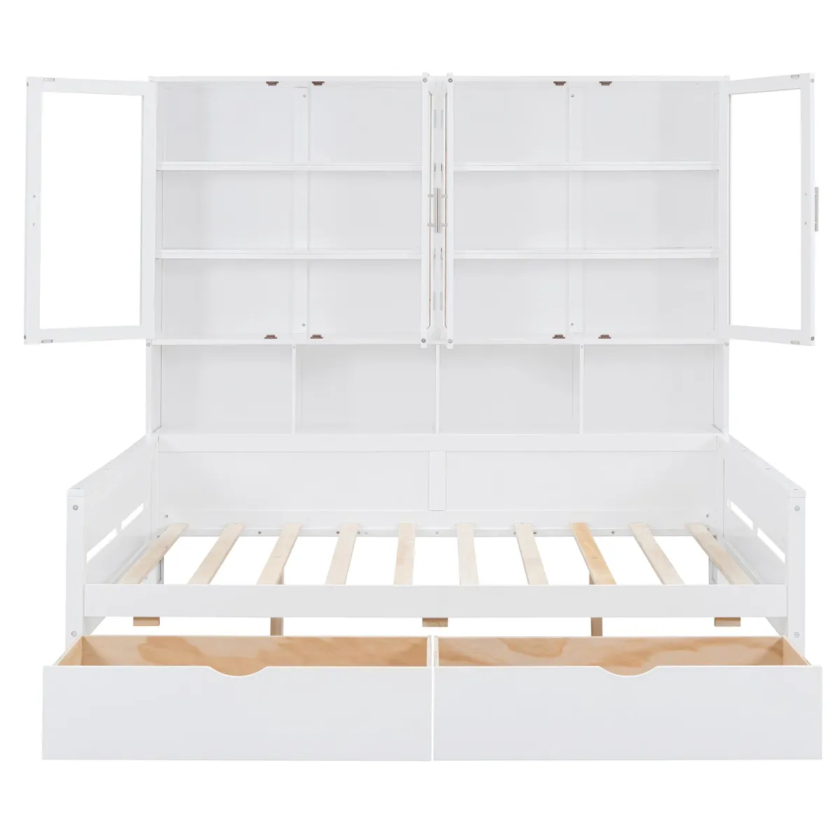 Merax Daybed Bed with Storage Cabinets and LED Lighting