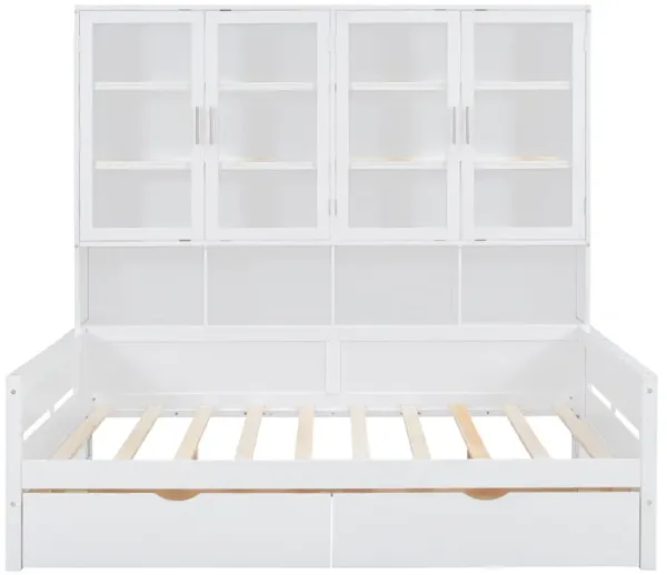 Merax Daybed Bed with Storage Cabinets and LED Lighting