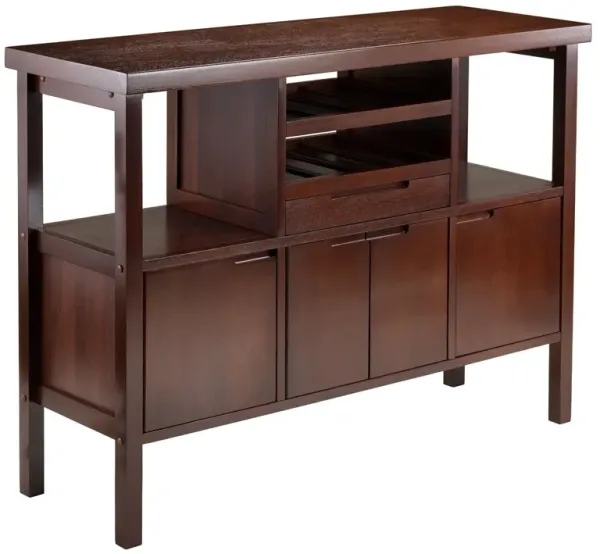 Wood Finish Sideboard Buffet with Wine Rack for Dining Room Storage