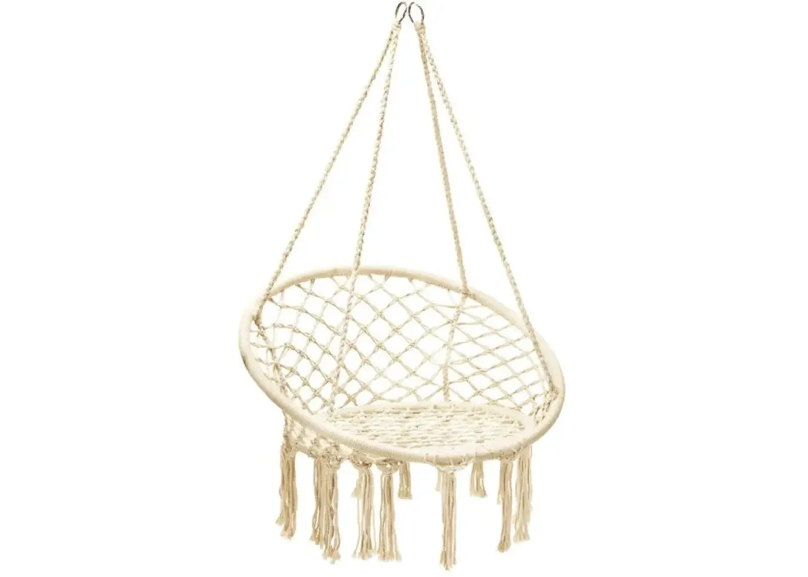 Hivvago Hanging Macrame Hammock Chair with Handwoven Cotton Backrest