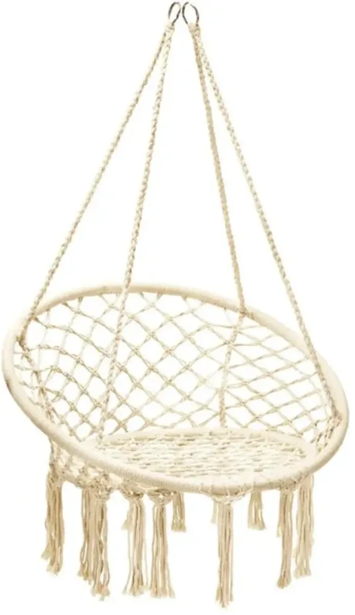 Hivvago Hanging Macrame Hammock Chair with Handwoven Cotton Backrest