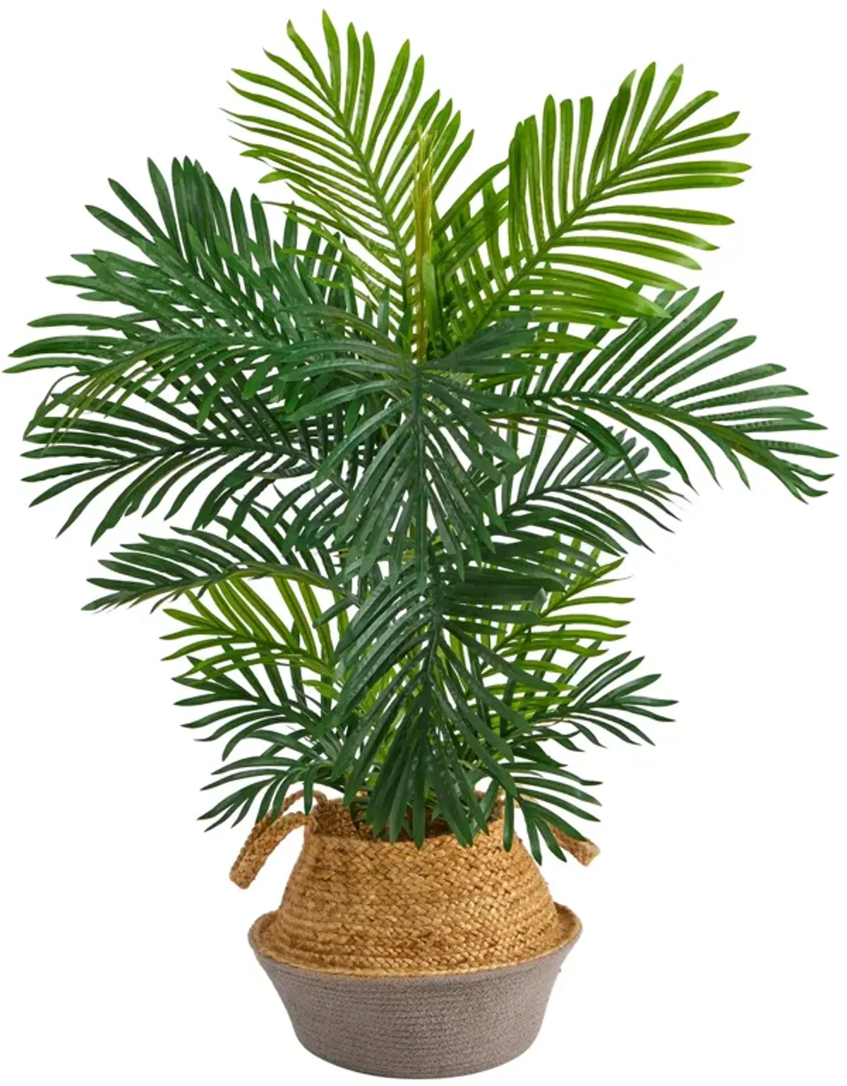 HomPlanti 40 Inches Areca Artificial Palm Tree in Boho Chic Handmade Cotton & Jute Gray Woven Planter UV Resistant (Indoor/Outdoor)