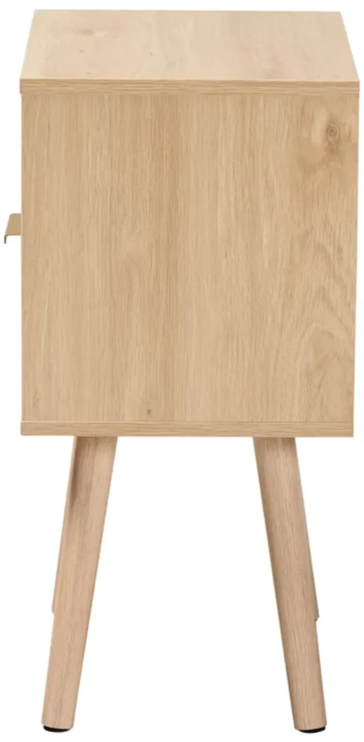 Baxton Studio Emmett Mid Century Modern Light Brown Finished Wood 1 Drawer End Table
