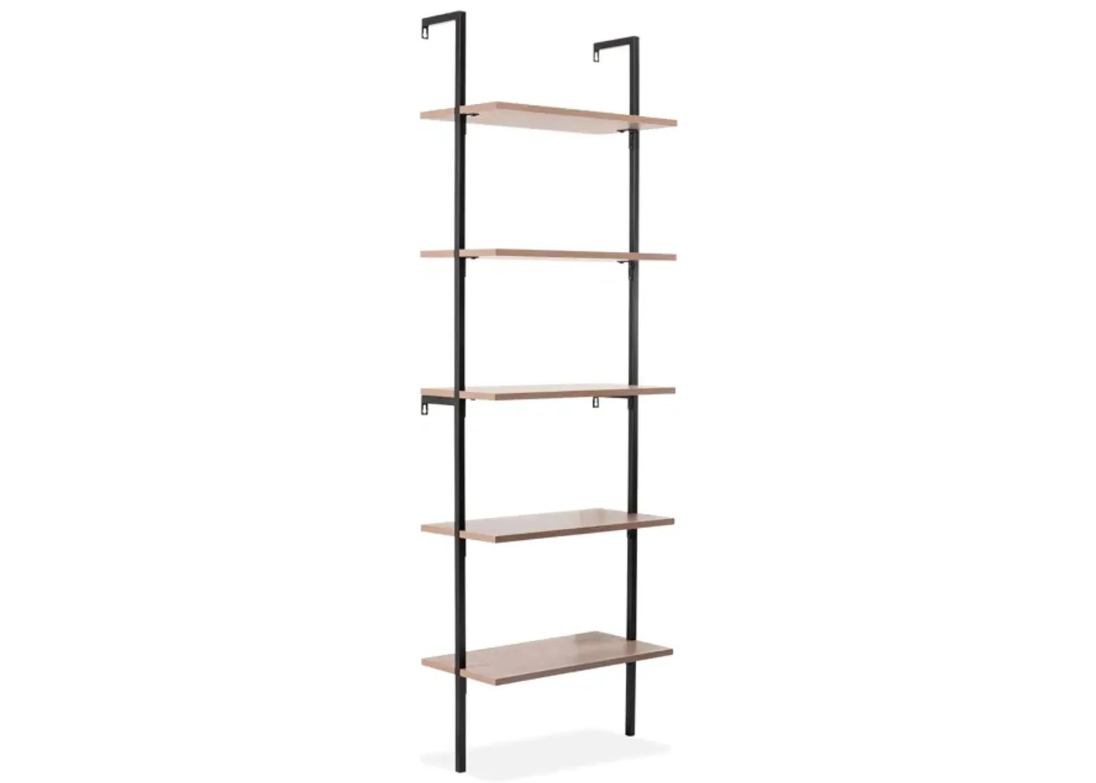 Madera  Industrial 5-Shelf Wood Wall-Mounted Open Ladder Bookcase