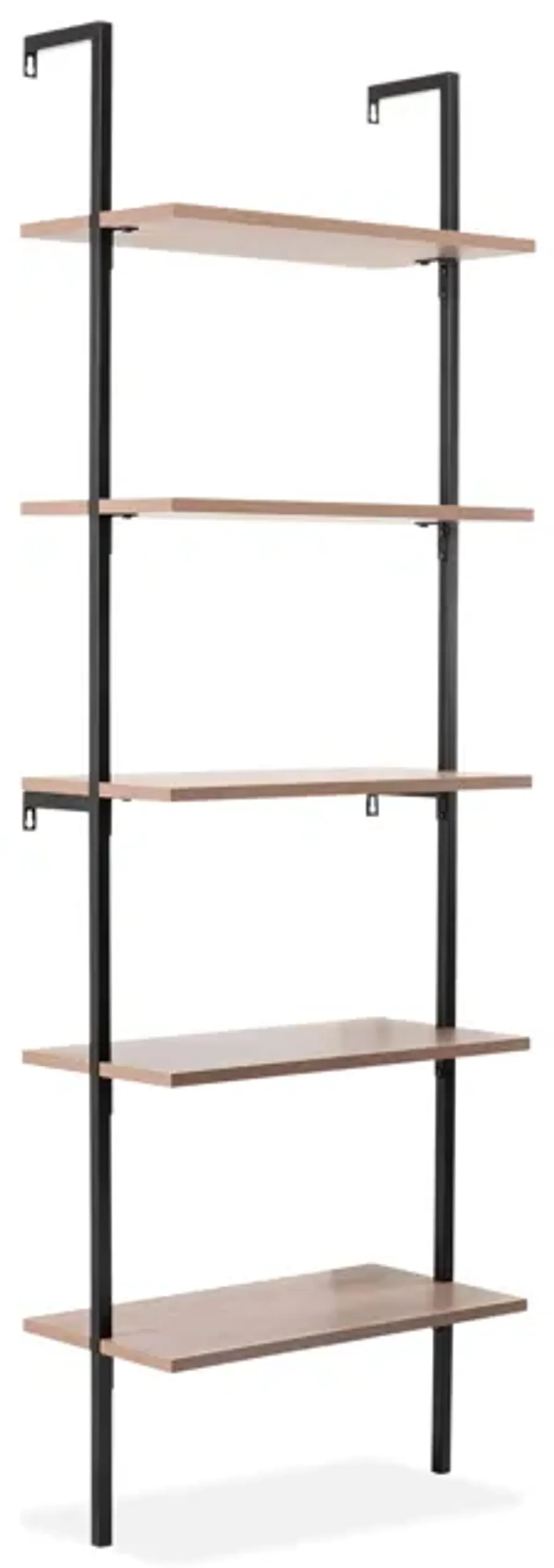 Madera  Industrial 5-Shelf Wood Wall-Mounted Open Ladder Bookcase