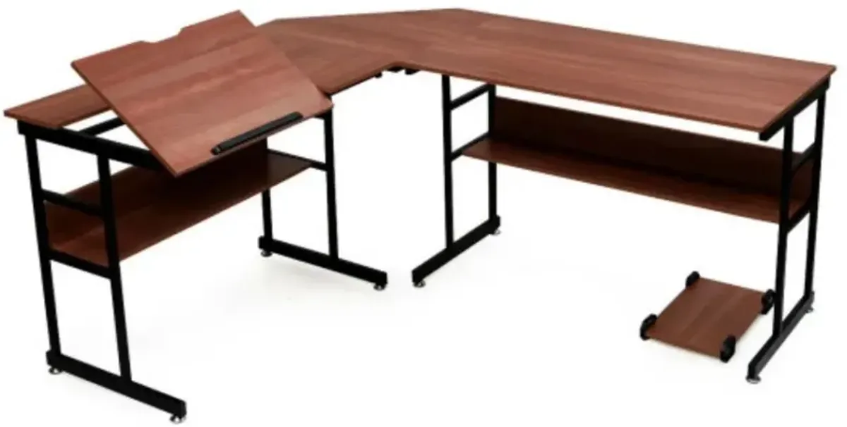 L-Shaped Computer Desk Drafting Table