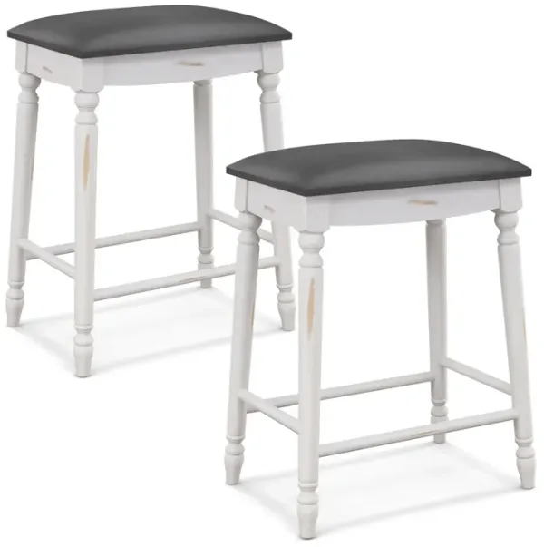 Bar Stool Set of 2 with Padded Seat Cushions and Wood Legs