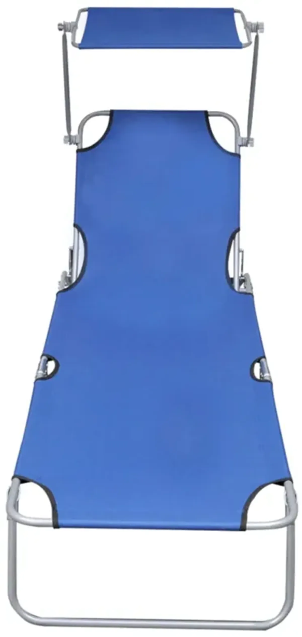 vidaXL Folding Sun Lounger with Canopy Blue Aluminium