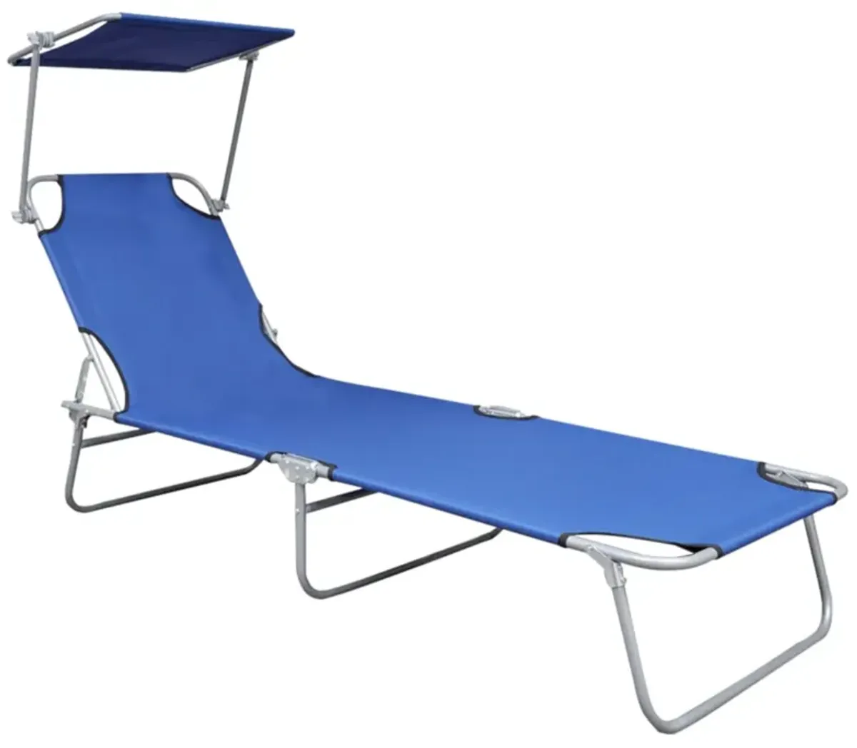 vidaXL Folding Sun Lounger with Canopy Blue Aluminium