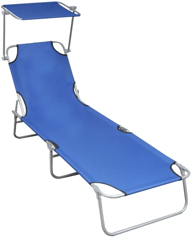 vidaXL Folding Sun Lounger with Canopy Blue Aluminium