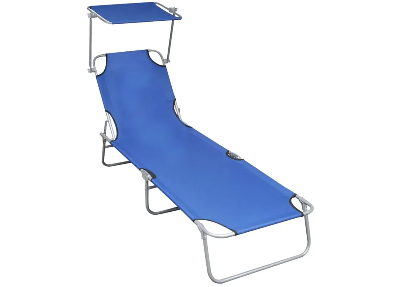 vidaXL Folding Sun Lounger with Canopy Blue Aluminium