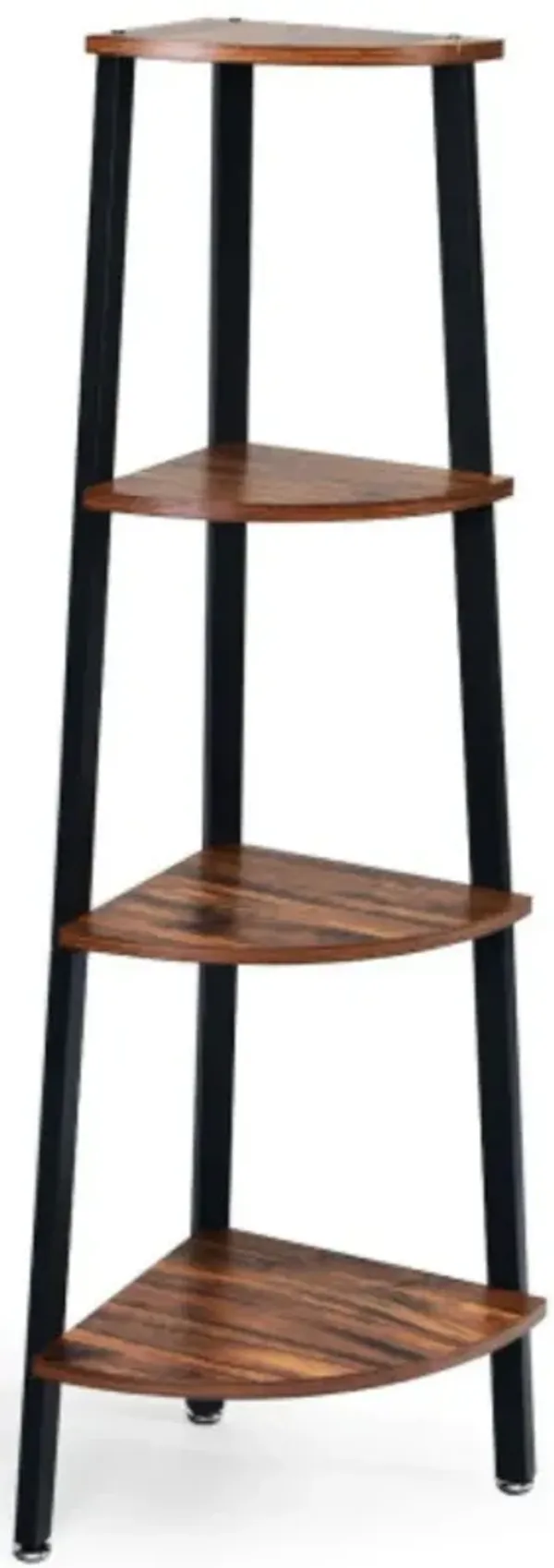 4-Tier Corner Shelf Metal Storage Rack Domestic Bookcase-Black
