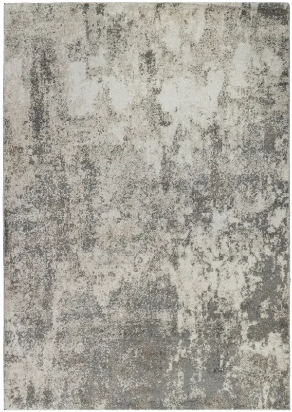 Yasmin Acy Gray/Beige Abstract Polyester Area Rug 7'10" x 10'6"