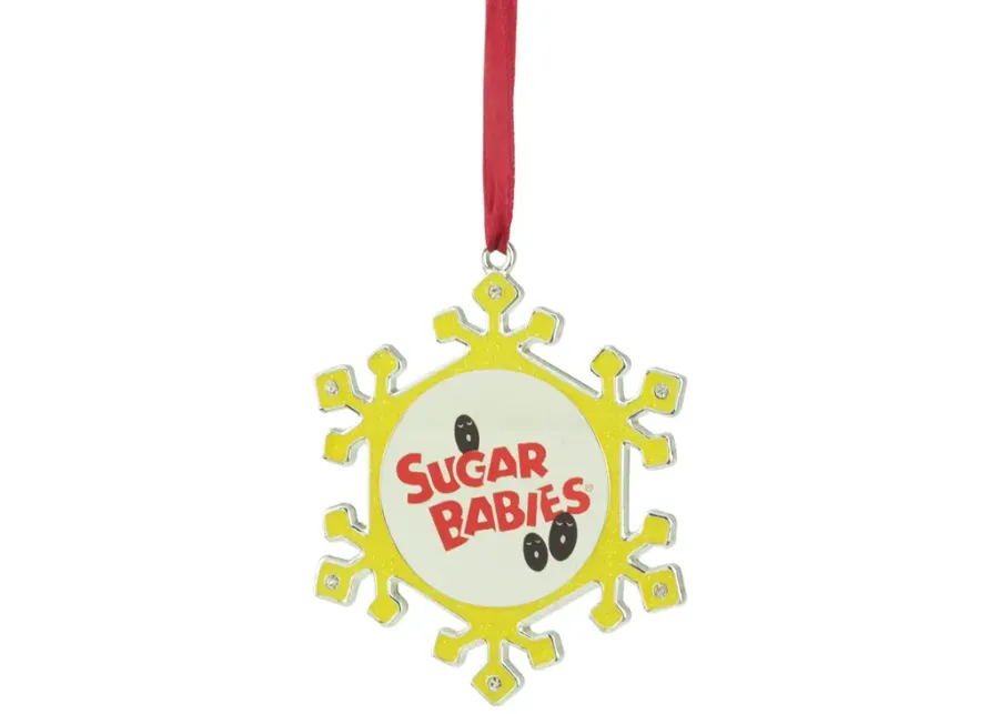 3.5" Yellow and Red Snowflake Sugar Babies Candy Logo Christmas Ornament