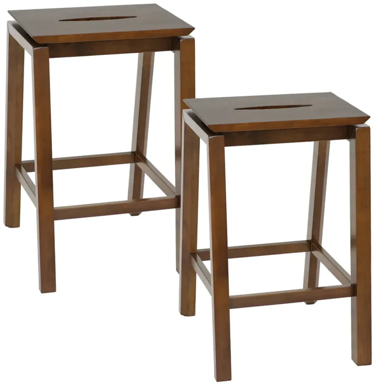 Sunnydaze Modern Wooden Counter-Height Stools - Dark Walnut - Set of 2