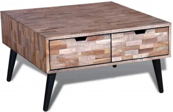 vidaXL Coffee Table with 4 Drawers Reclaimed Teak Wood