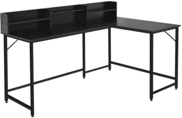 5.5 Inch L-shaped Computer Desk with Bookshelf