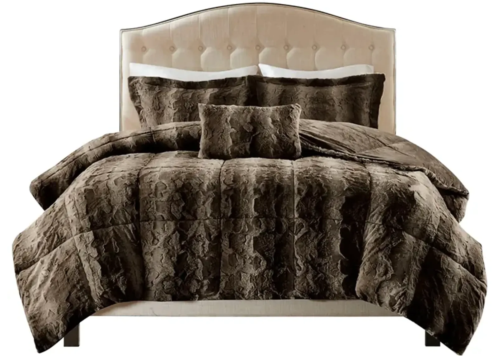 Gracie Mills Shawn 4-Peice Soft Faux Fur to Mink Comforter Set