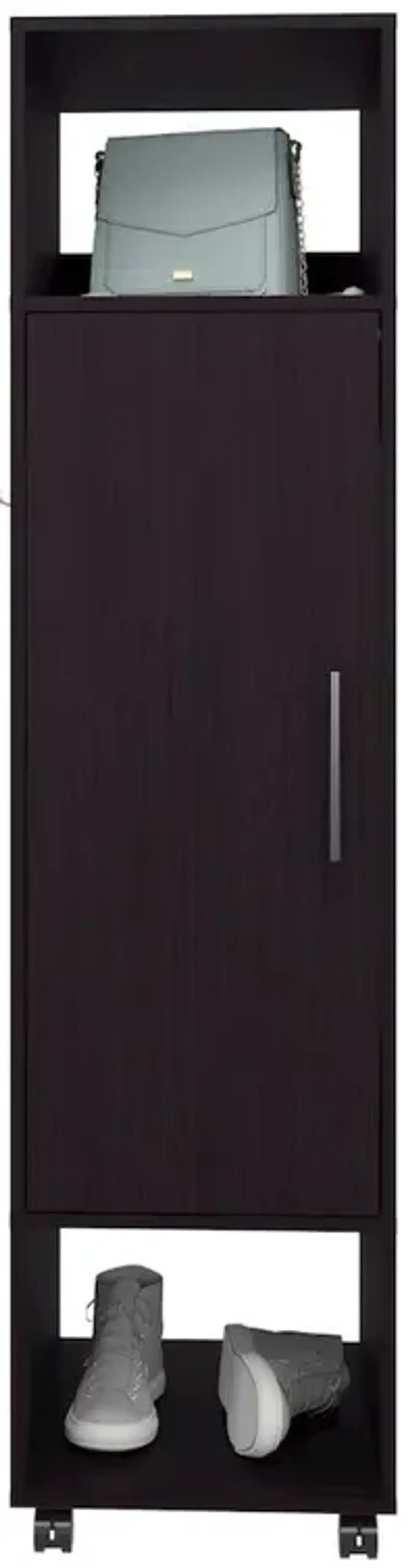 Ambler Armoire with 1 Door, 3 Shelves, and Full-Length Mirror, Black