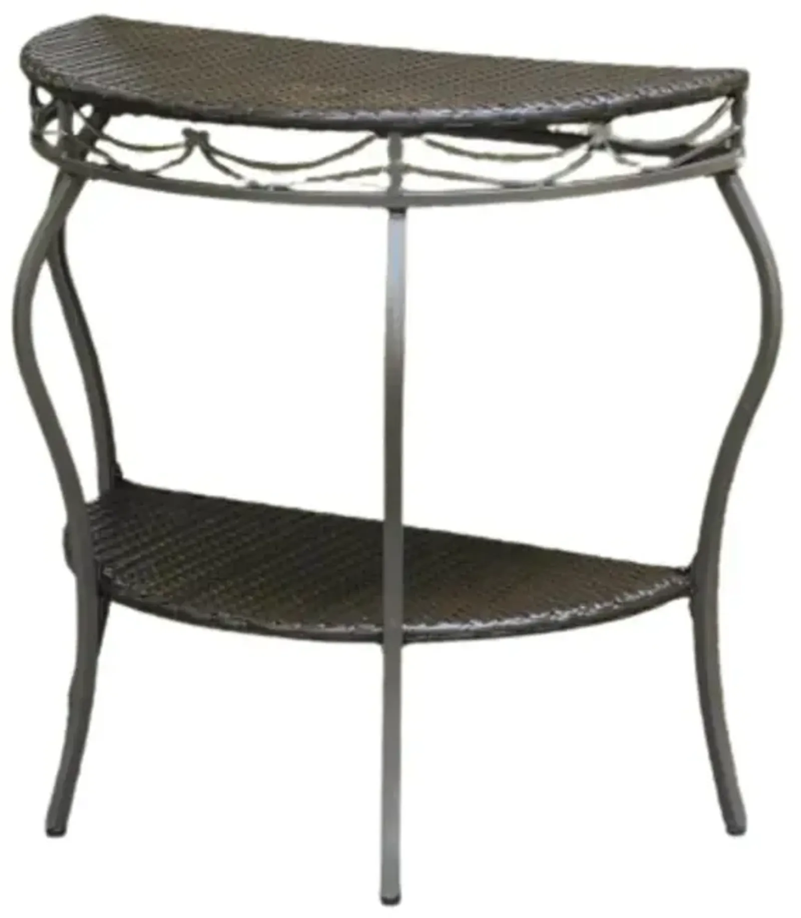 Valencia Resin Wicker/Steel Two Tier Half Moon Wall Table