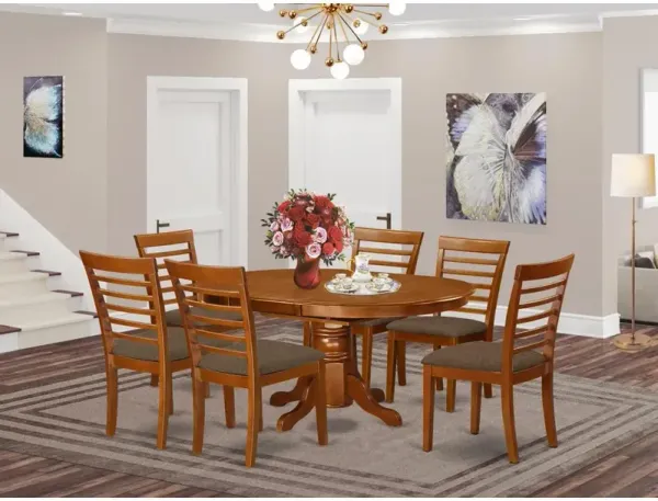 7 Pc Dining room set-Oval dinette Table with Leaf and 6 Dining Chairs