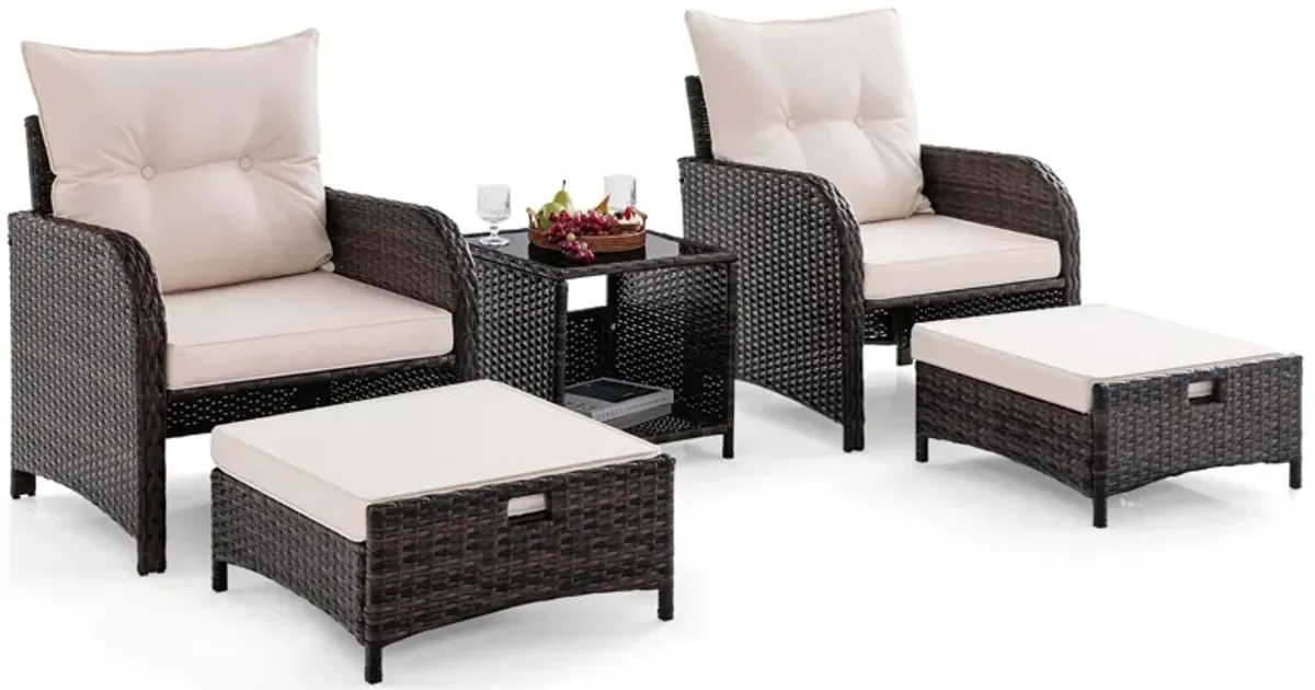 5-Piece Patio Conversation Set with Outdoor Rattan Sofa and Coffee Table for Garden or Deck