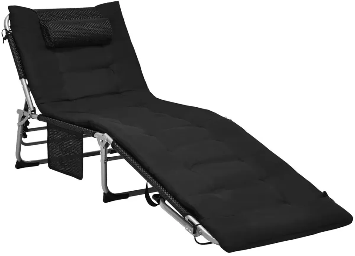 4-Fold Oversize Padded Folding Lounge Chair with Removable Soft Mattress