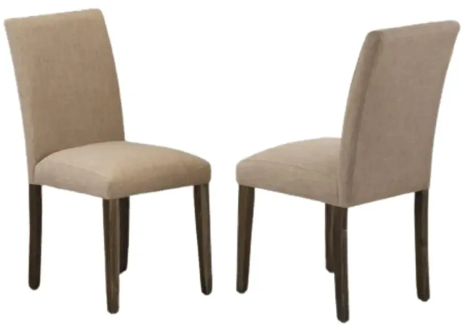 East West Furniture Set of 2 Parsons Chairs - Light Sable Linen Fabric Seat and High Back - Distressed Jacobean Finish