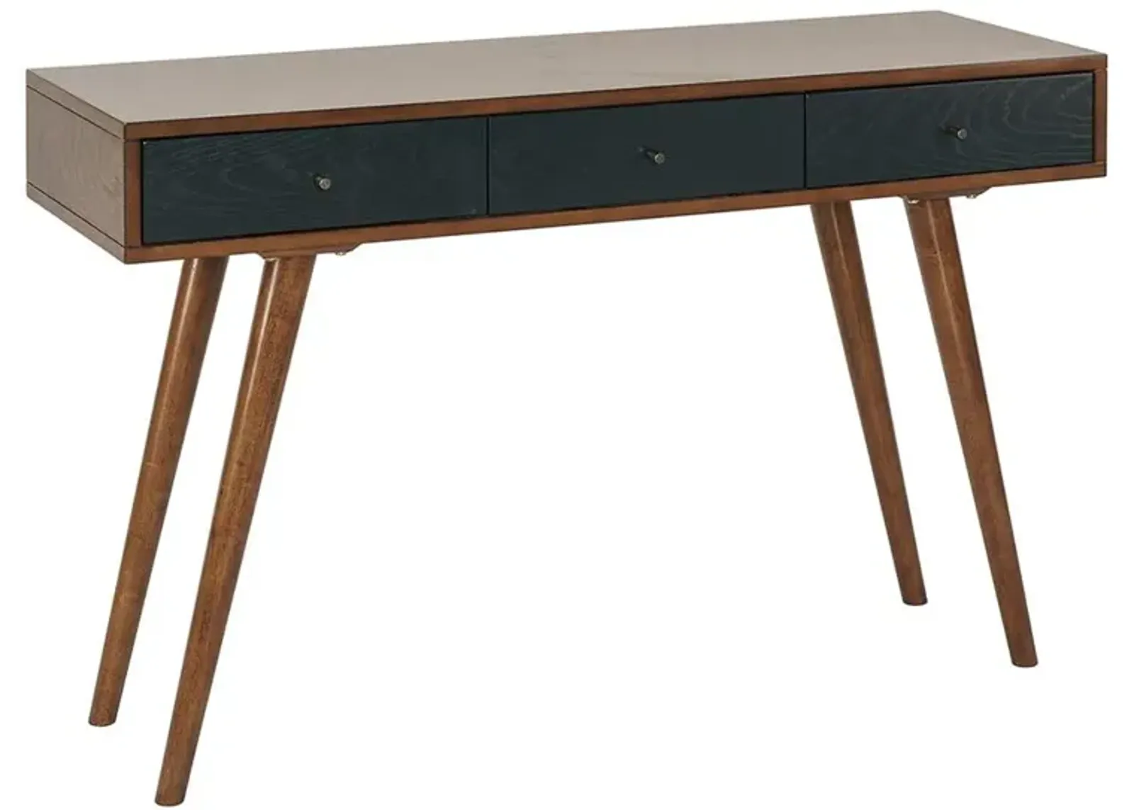 Belen Kox Pecan Blue 3-Drawer Writing Desk, Belen Kox