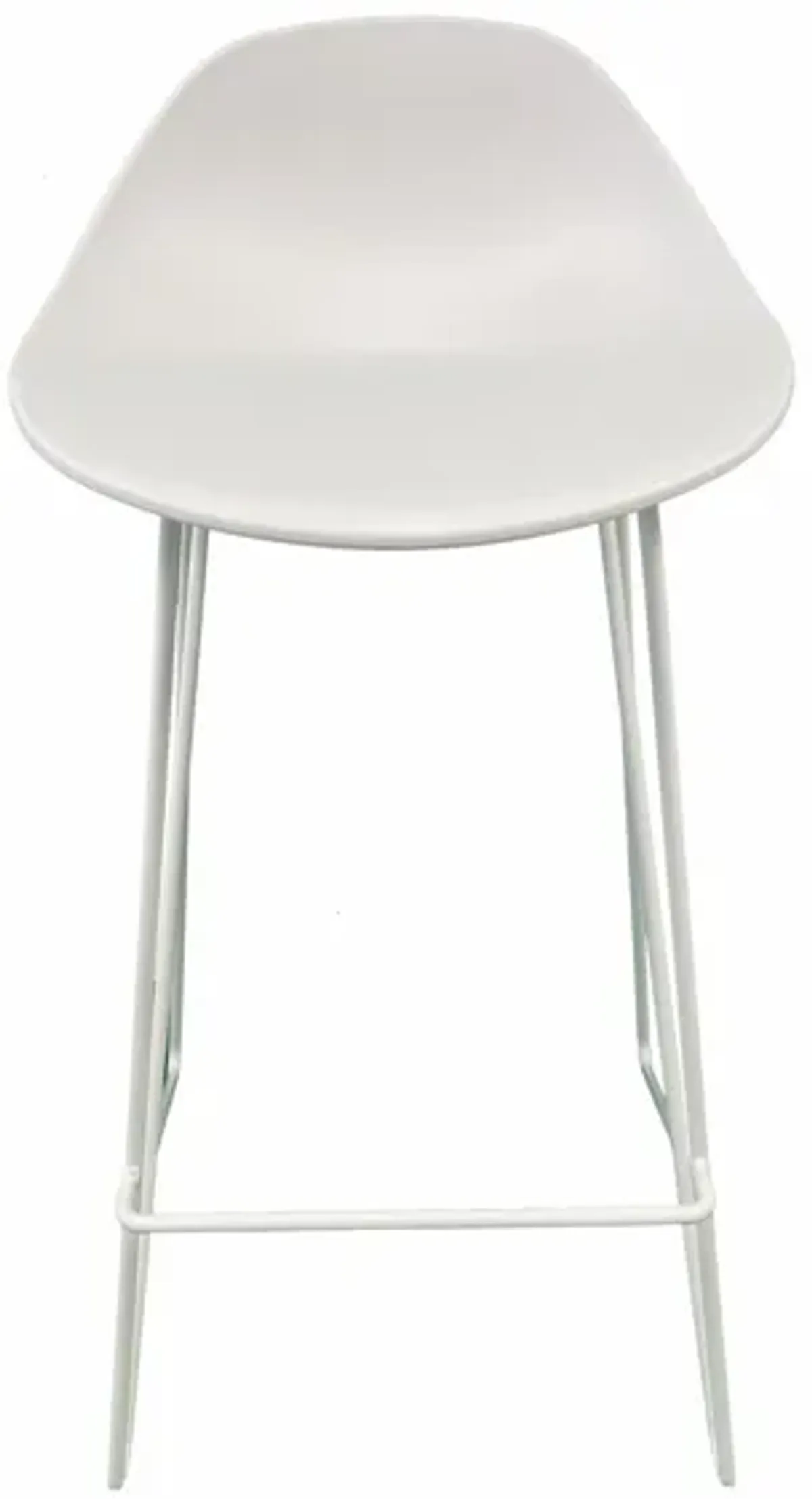 Bert 30 Inch Barstool Chair Set of 2, Low Back, Geometric White Metal - Benzara