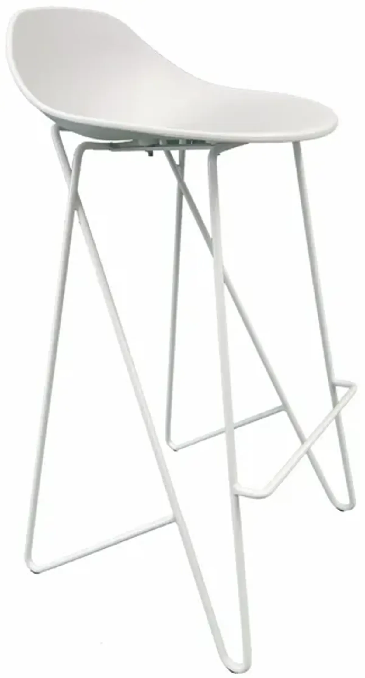 Bert 30 Inch Barstool Chair Set of 2, Low Back, Geometric White Metal - Benzara