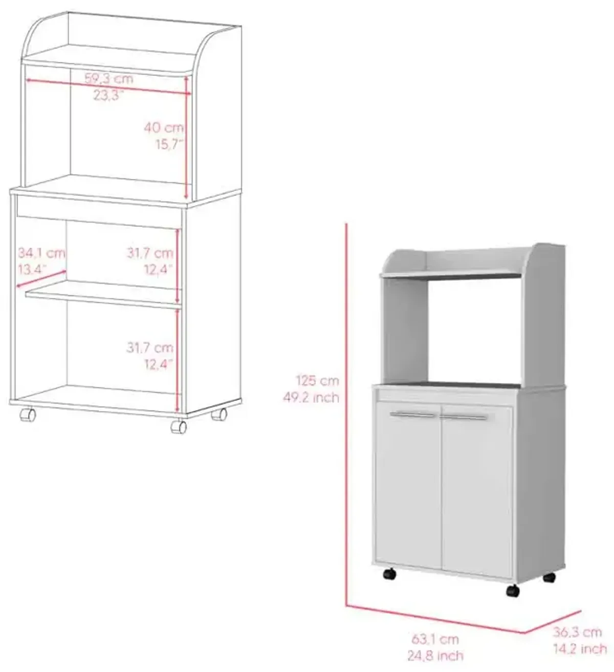 Kitchen Cart Totti, Kitchen, White