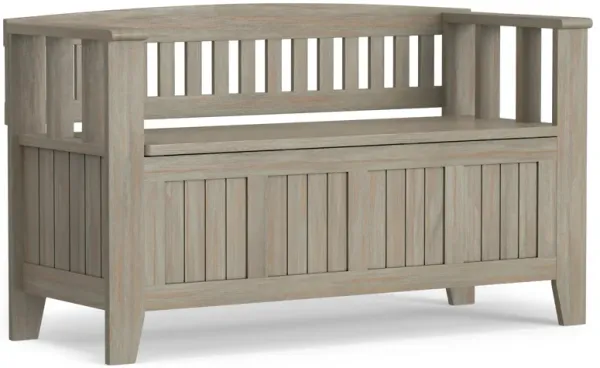 Acadian SOLID WOOD 48 inch Wide Transitional Entryway Storage Bench in Distressed Grey