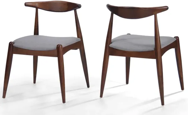 Merax Set of 2 Rubberwood Dining Chairs - Ergonomic Backrest with Thick Comfort Cushions, Solid Wood Kitchen Side Chairs