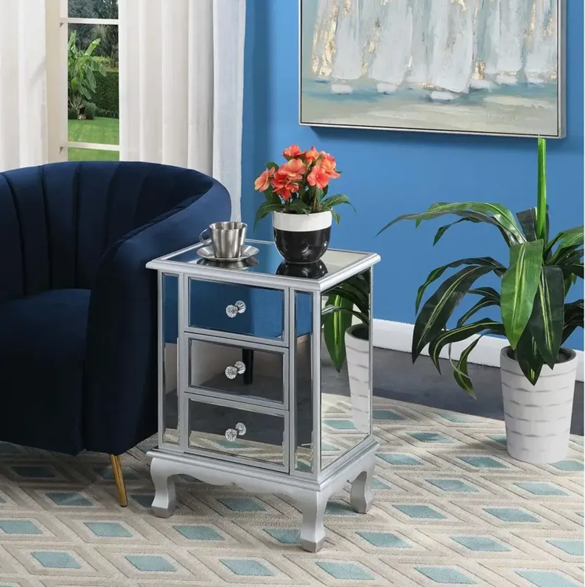 Convience Concept, Inc. Gold Coast Vineyard 3 Drawer Mirrored End Table