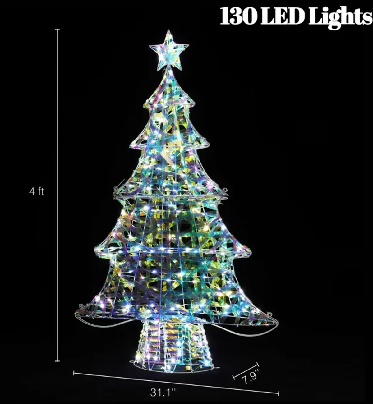 LuxenHome Lighted Christmas Tree Indoor and Outdoor Holiday Decoration