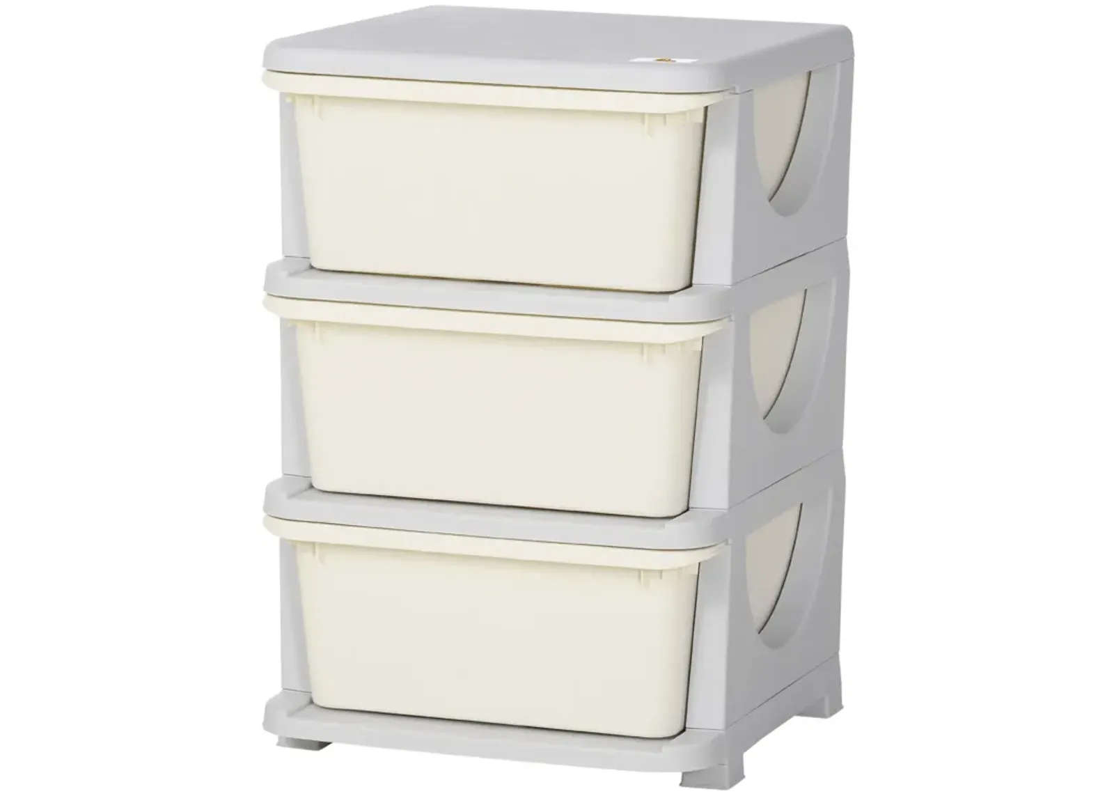 3 Tier Kids Storage Unit, 3 Drawer Chest Toy Organizer Plastic Bins for Kids Bedroom Nursery Kindergarten Living Room for Boys Girls Toddlers, Cream White