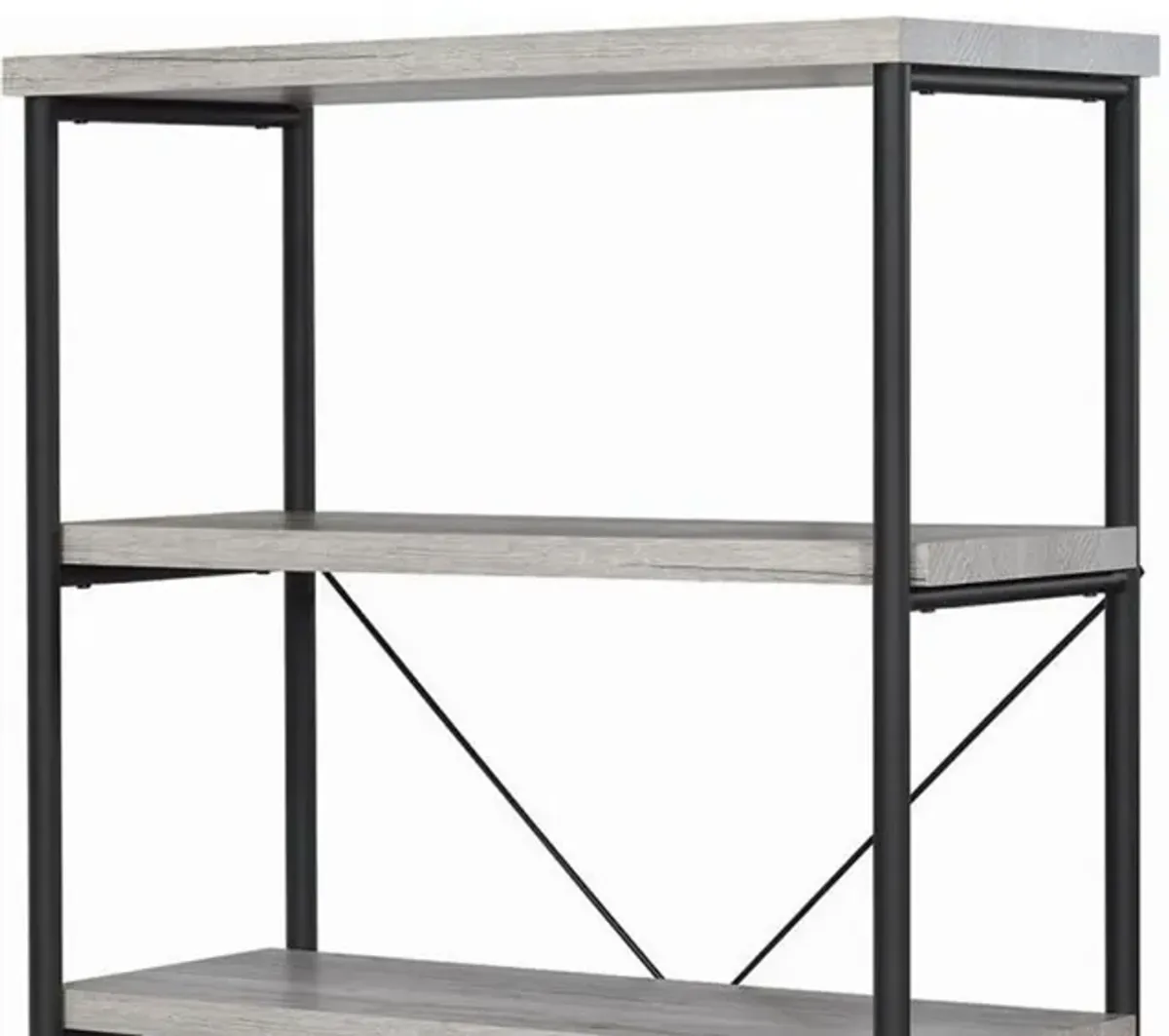 Sophisticated Wood and Metal Open Bookcase, Gray-Benzara