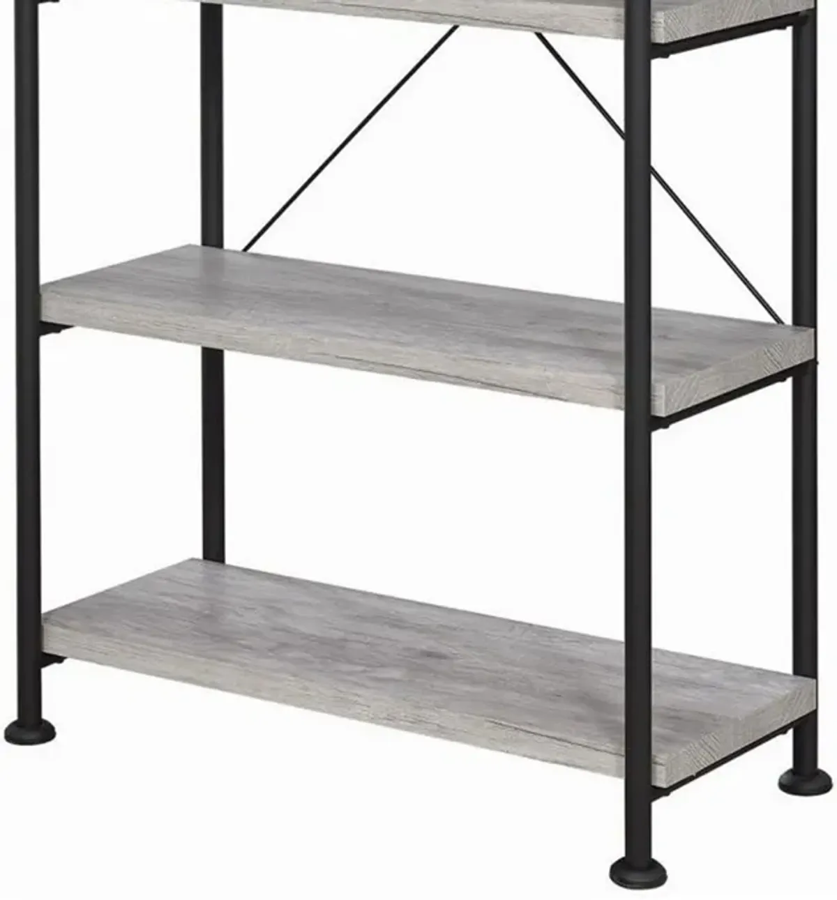 Sophisticated Wood and Metal Open Bookcase, Gray-Benzara