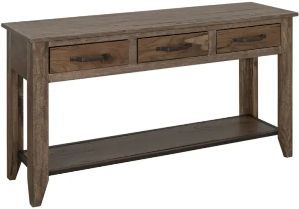 Tacey Sofa Console Table, 3 Drawers, Rustic Peanut Brown Wood, 54 Inch