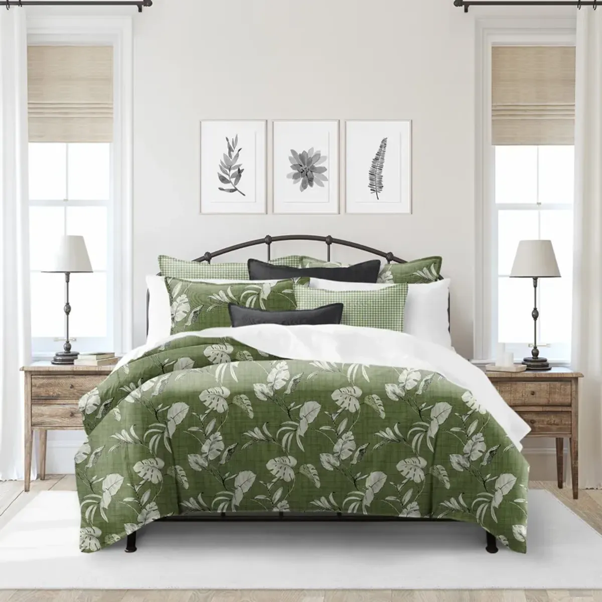 6ix Tailors Fine Linens Tropez Green Coverlet Set