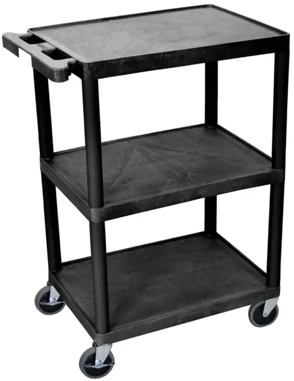 Luxor 3 Shelf Utility Cart Black